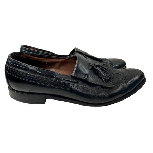 Allen Edmonds Men's Arlington Black Leather Wingtip Kiltie Tassel Loafer 11.5C - Picture 1 of 7